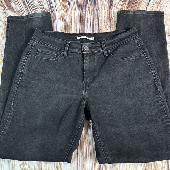 Levi's 505 STRAIGHT Leg Size 8 Short 8S Black Mid Rise Jeans Denim Pants 30x29 - Picture 3 of 13